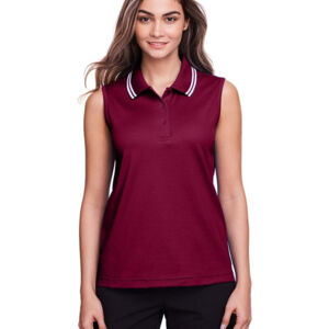 Women's CrownLux Performance® Plaited Tipped Sleeveless Polo Thumbnail