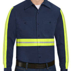 Men's Enhanced Visibility Long Sleeve Cotton Work Shirt Thumbnail